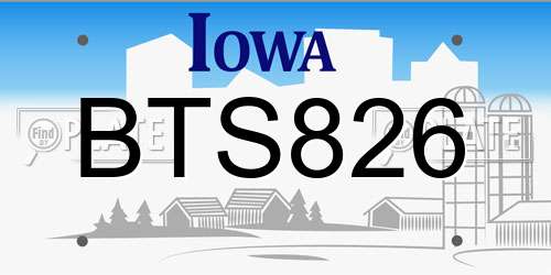 BTS826 Iowa License Plate