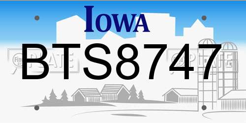 BTS8747 Iowa License Plate