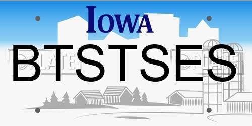 BTSTSES Iowa License Plate