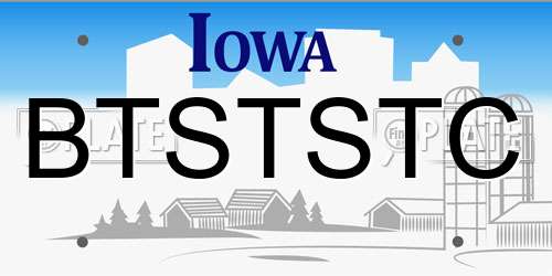 BTSTSTC Iowa License Plate