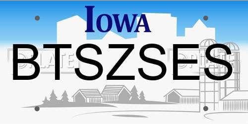 BTSZSES Iowa License Plate