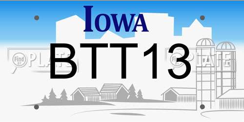 BTT13 Iowa License Plate