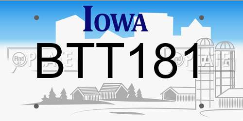 BTT181 Iowa License Plate