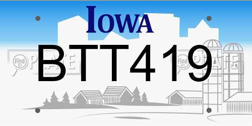 BTT419 Iowa License Plate