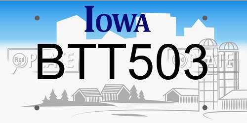 BTT503 Iowa License Plate
