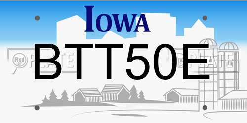 BTT50E Iowa License Plate