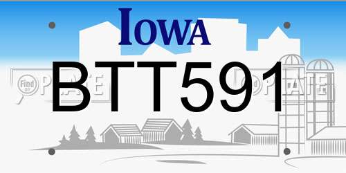 BTT591 Iowa License Plate