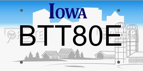 BTT80E Iowa License Plate