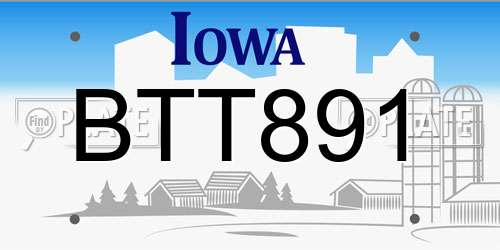 BTT891 Iowa License Plate