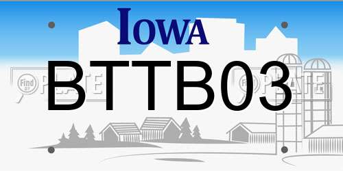 BTTB03 Iowa License Plate