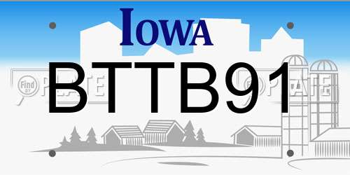 BTTB91 Iowa License Plate