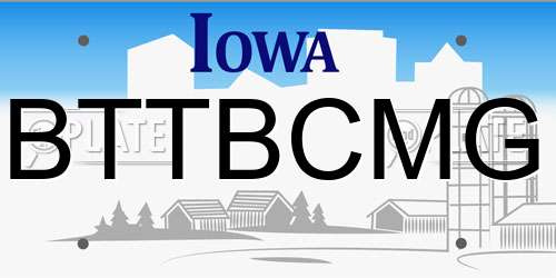 BTTBCMG Iowa License Plate