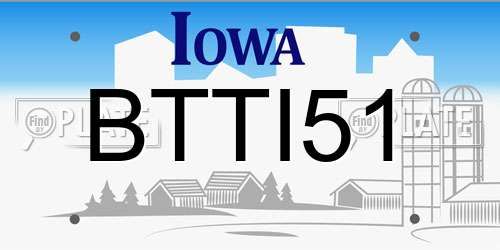BTTI51 Iowa License Plate