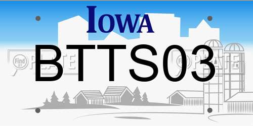 BTTS03 Iowa License Plate