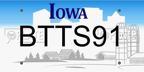 BTTS91 Iowa License Plate