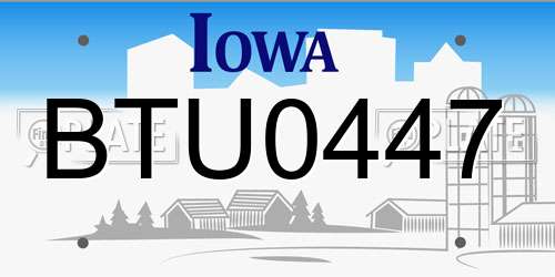 BTU0447 Iowa License Plate