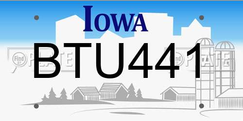 BTU441 Iowa License Plate