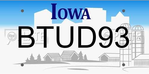 BTUD93 Iowa License Plate