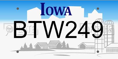 BTW249 Iowa License Plate
