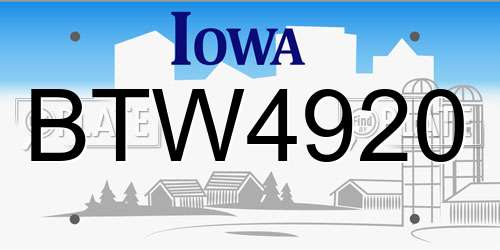 BTW4920 Iowa License Plate