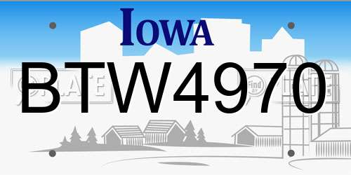 BTW4970 Iowa License Plate