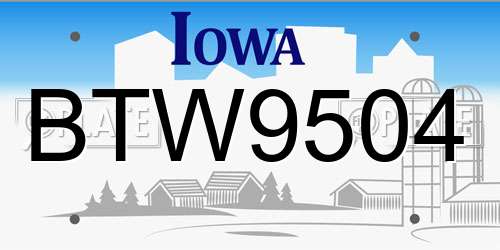 BTW9504 Iowa License Plate