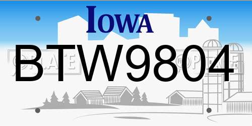 BTW9804 Iowa License Plate