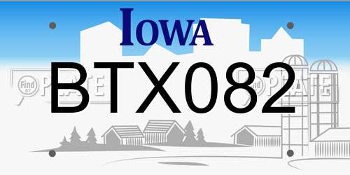 BTX082 Iowa License Plate