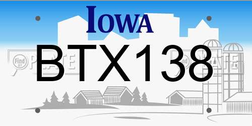 BTX138 Iowa License Plate