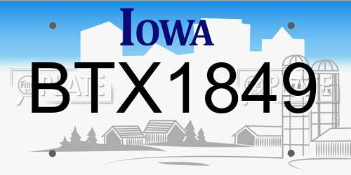 BTX1849 Iowa License Plate