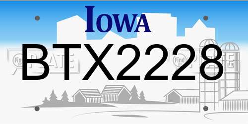 BTX2228 Iowa License Plate