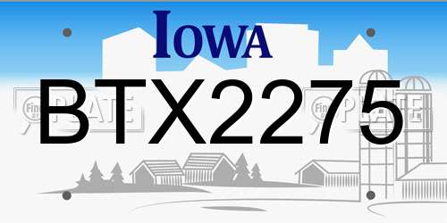 BTX2275 Iowa License Plate