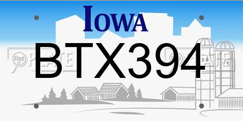 BTX394 Iowa License Plate