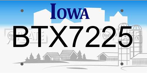 BTX7225 Iowa License Plate