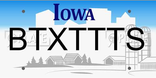BTXTTTS Iowa License Plate