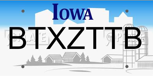BTXZTTB Iowa License Plate