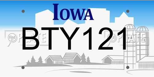 BTY121 Iowa License Plate