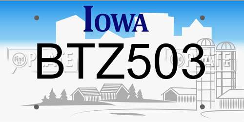 BTZ503 Iowa License Plate