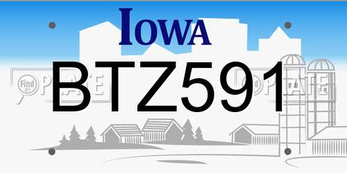 BTZ591 Iowa License Plate