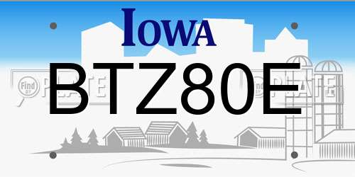 BTZ80E Iowa License Plate