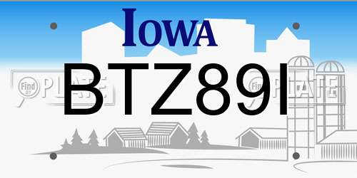 BTZ89I Iowa License Plate
