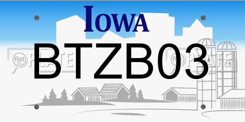 BTZB03 Iowa License Plate