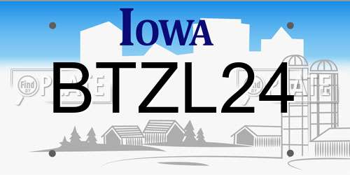 BTZL24 Iowa License Plate