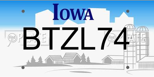 BTZL74 Iowa License Plate