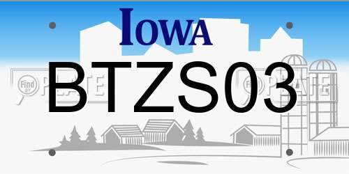 BTZS03 Iowa License Plate