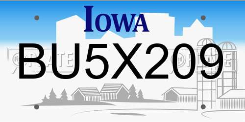 BU5X209 Iowa License Plate