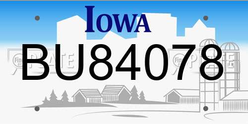 BU84078 Iowa License Plate