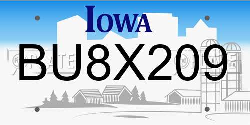 BU8X209 Iowa License Plate