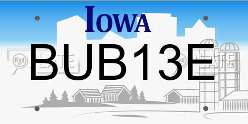 BUB13E Iowa License Plate