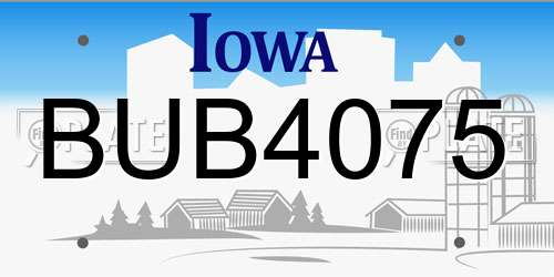 BUB4075 Iowa License Plate